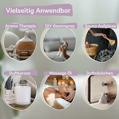 Verschiedene Anwendungen von Aromatherapie-Produkten