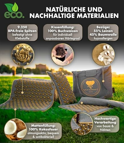 Infografik über natürliche und nachhaltige Materialien.