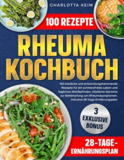 Cover eines Rheuma-Kochbuchs mit Salaten und Mahlzeiten.